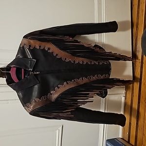 Black Leather Western Style Vintage Jacket XS
